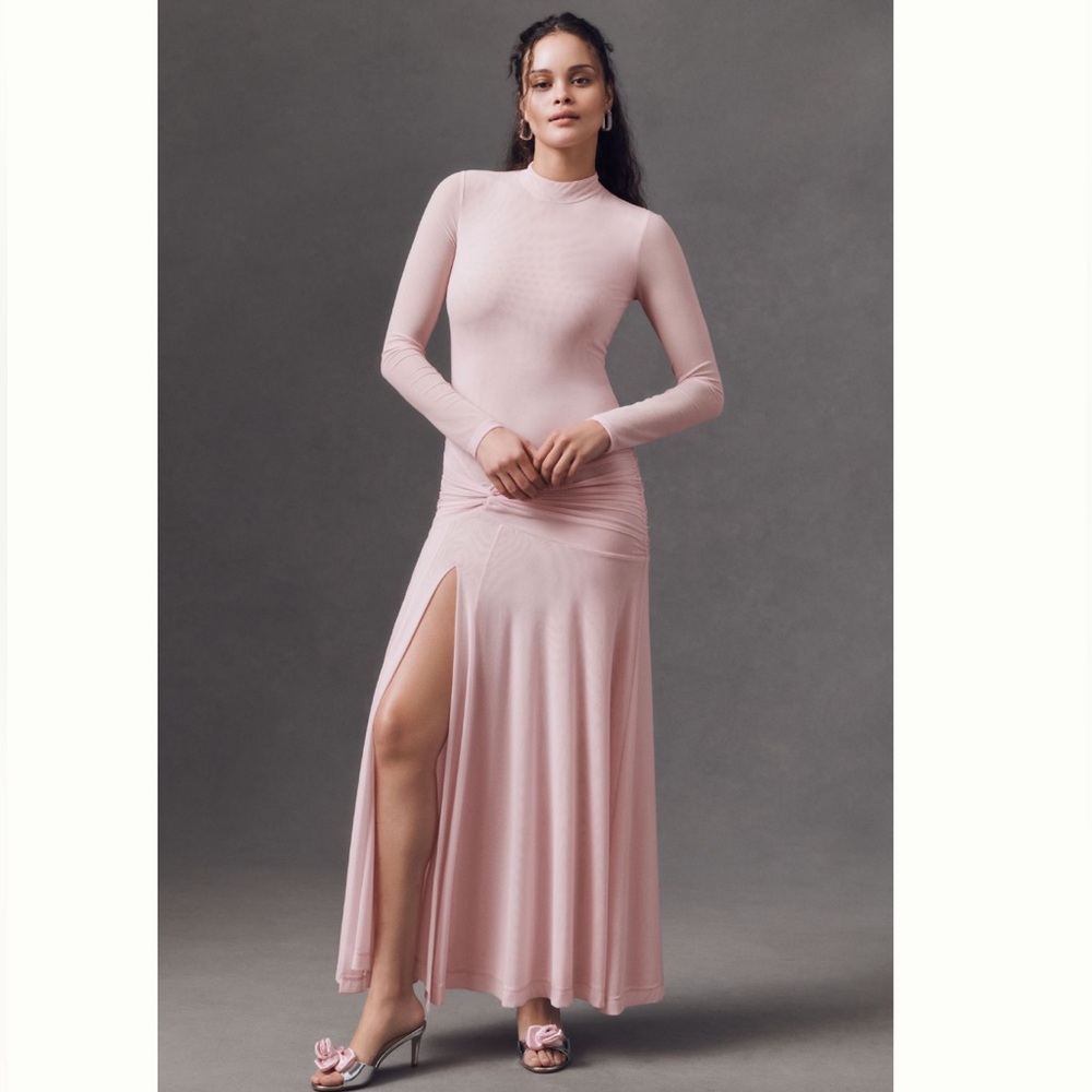 Bardot Lea Mesh Midi Dress in Light Pink Size Medium